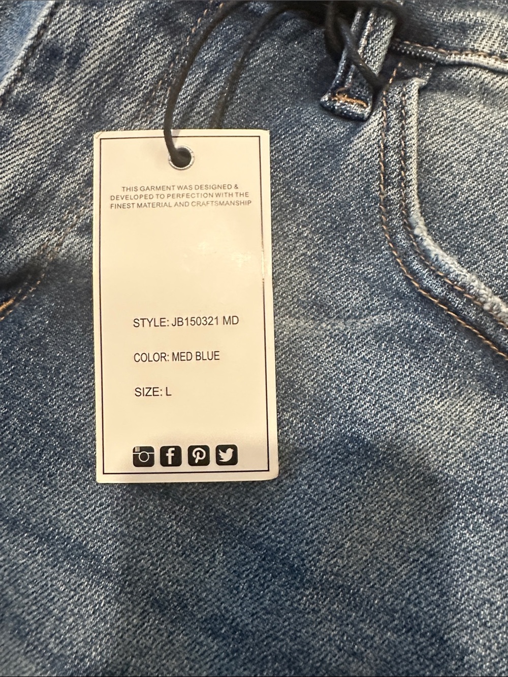 Judy Blue Medium Blue Distressed Denim high waist Shorts with Flag Pocket Lining - Picture 3 of 3